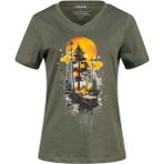 2AS Alone Baskılı V Yaka Kadın T-Shirt 413 - Haki