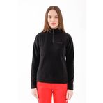 2AS Camila Kadın Yarım Fermuarlı İnce Polar Sweatshirt Siyah