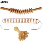 2Danlu 3 Adet Profesyonel Ahşap Maderoterapi Kiti Ahşap Terapi Masaj Aletleri Komple Kit - Anti-Selülit Lenfatik Drenaj Kas Relax (Yurt Dışından)