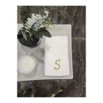 2Ddesign HAVLU kişiye özel harfli nakışlı el havlusu ''S" harfi GOLD SİM İPLİK İLE ÇEYİZLİK HAVLU