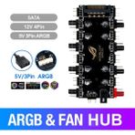 2Guoyang 5V 3pin 5V/3 Pin Argb 4 Pin Fan Pwm Hub 1 Ila 8 Çok Yollu Splitter Pc Anakart Için LED Şerit Işık Kontrol Adaptörü Sata/4d Tarafından Desteklenmektedir (Yurt Dışından)