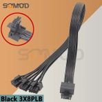 2Guoyang Siyah 3X8PLB 60CM Yeni 2 * Cpu 8-Pin'den 16 Pin'e 3* Cpu 8-Pin Erkek Pcı-E 5.0 12VHPWR Rtx 4090 Corsair Psu 16AWG 600W Adaptör Kablosu (Yurt Dışından)