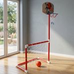 2in1 Portatif Çocuk Futbol Kalesi ve Basketbol Pota Seti (Kırmızı/Beyaz)