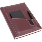 2K Deri Telefon Kılıflı Kapak Defter Tarihsiz Çizgili Bordo 17x24 cm Ajanda