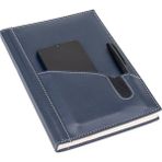 2K Deri Telefon Kılıflı Kapak Defter Tarihsiz Çizgili Lacivert 17x24 cm Ajanda