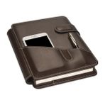 2K Deri Telefon Kılıflı Kapak Defter Tarihsiz Kareli Kahve 17x24 cm Ajanda