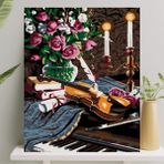 2K Hobi Sanat Sayılarla Boyama Tuval Seti Keman 40 x 50 cm Fırça ve Boya Dahil 3D Desenli - Option-1