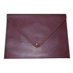 2K PU Deri A4 Dosya Klasörü Belge Tutucu Su Geçirmez Portföy Zarf Dosya Klasör Kılıf Çıtçıtlı Dosya 25,5X33,5 CM -BORDO