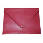 2K PU Deri A4 Dosya Klasörü Belge Tutucu Su Geçirmez Portföy Zarf Dosya Klasör Kılıf Çıtçıtlı Dosya 25,5X33,5 CM -KIRMIZI