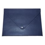 2K PU Deri A4 Dosya Klasörü Belge Tutucu Su Geçirmez Portföy Zarf Dosya Klasör Kılıf Çıtçıtlı Dosya 25,5X33,5 CM -LACİVERT