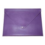 2K PU Deri A4 Dosya Klasörü Belge Tutucu Su Geçirmez Portföy Zarf Dosya Klasör Kılıf Çıtçıtlı Dosya 25,5X33,5 CM -LİLA