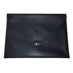 2K PU Deri A4 Dosya Klasörü Belge Tutucu Su Geçirmez Portföy Zarf Dosya Klasör Kılıf Çıtçıtlı Dosya 25,5X33,5 CM -SİYAH