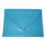 2K PU Deri A4 Dosya Klasörü Belge Tutucu Su Geçirmez Portföy Zarf Dosya Klasör Kılıf Çıtçıtlı Dosya 25,5X33,5 CM -TURKUAZ