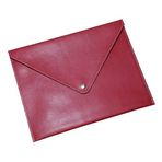 2K PU Deri A5 KÜÇÜK BOY Dosya Klasörü Belge Tutucu Su Geçirmez Portföy Zarf Dosya Klasör Kılıf A5 Çıtçıtlı Dosya 19,5X24,7 CM - KIRMIZI