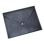 2K PU Deri A5 KÜÇÜK BOY Dosya Klasörü Belge Tutucu Su Geçirmez Portföy Zarf Dosya Klasör Kılıf A5 Çıtçıtlı Dosya 19,5X24,7 CM -SİYAH