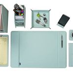 2K Sümen Takımı Masaüstü Suni Deri Hediyelik Set 8 Parça Su Yeşili