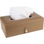 2K Vegan Deri Peçetelik Kutusu Vizon Renk 13x24x6 cm Pratik ve Şık Kullanım