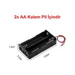 2'Li 1,5V Aa Kalem Pil Kutusu Yuvası 2X1,5V Kablolu Batarya Tutuc