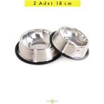 2'li 18CM Metal Kedi ve Köpek Mama Su Kabı, Gri Renk - Seçenek 1