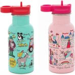 2'li 400 ml Pipetli Paslanmaz Çelik Matara Farm-Princess