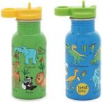 2'li 400ML Pipetli Paslanmaz Çelik Matara Jungle-Dino