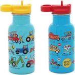 2'li 400ML Pipetli Paslanmaz Çelik Matara Wheels-Cars