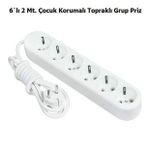 2'li 6 Metre Topraklı Çocuk Korumalı Grup Priz