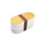 2'li Ahşap Kapaklı Lunch Box Saklama Kabı ve Beslenme Kutusu - 2x500 ml