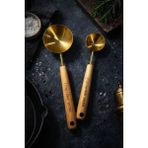2'li Ahşap Saplı Ölçü Kaşığı 8 Ml- 25 ml Gold - Altın