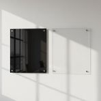 2'li Akrilik Kuru Silme Panosu Seti - Şeffaf ve Duman / 18X24 Inç / Altın Donanımlı Duvara Mont