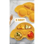 2'Li Araba Model Mama Tabağı ( 2 Adet Turuncu) Bebek Ve Çocuk Bölmeli Yemek Tabağı