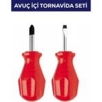 2'li Avuç Içi ve 3 Parça Tornavida Seti, Düz, Yıldız, Topaç ve Kontrol Kalemi - Ahşap