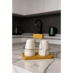 2li Bambu Standlı Porselen Tuzluk ve Baharatlık