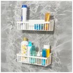 2'li Banyo Rafı 2 Askı Aparatlı - Ultra Güçlü Yapışkanlı Askılı Raf, Banyo Mutfak Dolap İçi Düzenleyici Organizer, Duş Şampuanlık, Duşakabin Rafı Askılı Organizer Beyaz