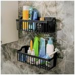 2'li Banyo Rafı 2 Askı Aparatlı - Ultra Güçlü Yapışkanlı Askılı Raf, Banyo Mutfak Dolap İçi Düzenleyici Organizer, Duş Şampuanlık, Duşakabin Rafı Askılı Organizer Siyah
