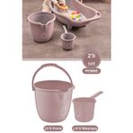 2’li Bebek Banyo Su Kovası ve Maşrapası Seti, Saplı Oluklu Kova 13lt ve Maşrapa 1,5lt Set Pembe
