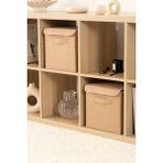 2'li Bej Dolap Içi Çamaşır Oyuncak Düzenleyici Katlanır Kapaklı Saklama Kutusu Organizer / 28 x 28 x 28 - Ahşap