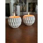 2'li Beyaz Beton Soya Parafin Mum, Asimetrik Geometrik Desenler - Seçenek 1