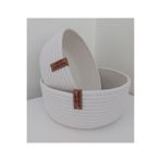 2'li Beyaz Sepet Takımı Hasır Sepet Düzenleyici Organizer Dekorasyon Hediyelik-20x8cm/18x7cm 1001000009327