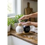 2'li Cam Sıvı Sabunluk Seti ve Bambu Stant (450 ml) | Siyah-Beyaz