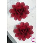 2'li Chiffon Flower Kız Çocuk Toka Seti Bordo - Çiçekli Bebek Çocuk Saç Tokası Çıtçıt Pens Toka - Tek Ebat