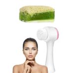 2'li Cilt Bakım Kabak Lifli Keçi Sütü Aloe Vera Sabun Çift Taraflı Yüz Temizleme Fırçası
