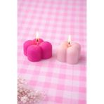 2’li Dekoratif Çiçek Formlu Bubble Mum | El Yapımı Soya Wax - Beyaz- Pembe - 2'li