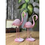 2’li Dekoratif Flamingo Biblo Seti – Gold Renk, Mermerit Malzeme, Şık Ev & Salon Dekorasyonu Dekor (Pembe)
