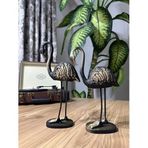 2’li Dekoratif Flamingo Biblo Seti – Gold Renk, Mermerit Malzeme, Şık Ev & Salon Dekorasyonu Dekor (Siyah)