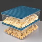 2'li Derin Mikrodalga Uyumlu Organizer Set Düzenleyici Gıda Erzak Saklama Kabı 5300ML Mavi