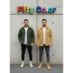 2'li Erkek Düğmeli Slim Fit Peluş Ceket - Kışlık Polar Shacket Trend Model - Taba - Haki