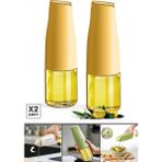 2li Fonksiyonlu Cam Yağdanlık 500ML Soft Yerçekimi Otomatik Kapak Damlatmayan Ağızlı Yağlık Sosluk - Turuncu - 500 ml