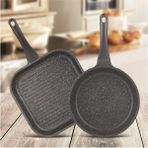 2'Li Frapan Tava Seti (28 Cm Grill, 26Cm)-Gri