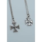 2'li Gamlı Haç Gümüş Kaplama Kolye Seti - Silver - 60 cm
